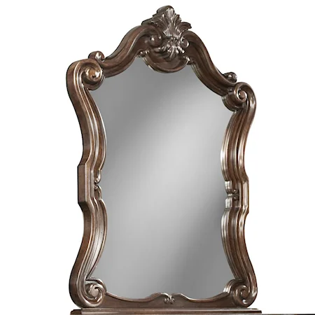 Traditional Dresser Mirror with Carved Palmette